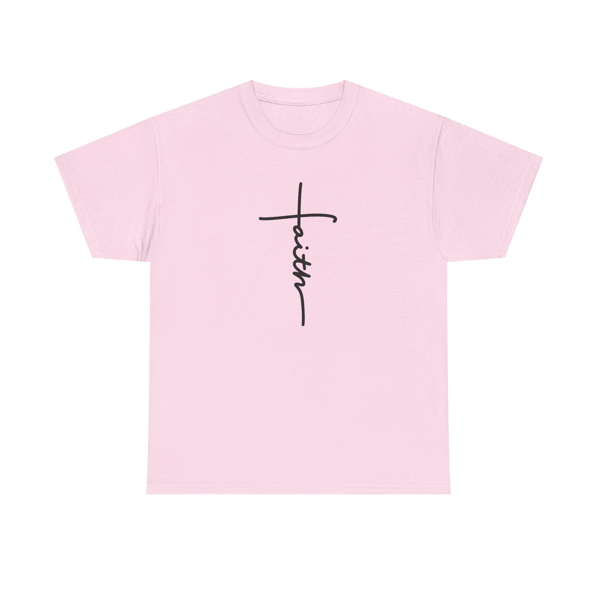 Faith Cross T‑Shirt — Minimal Script Christian Tee