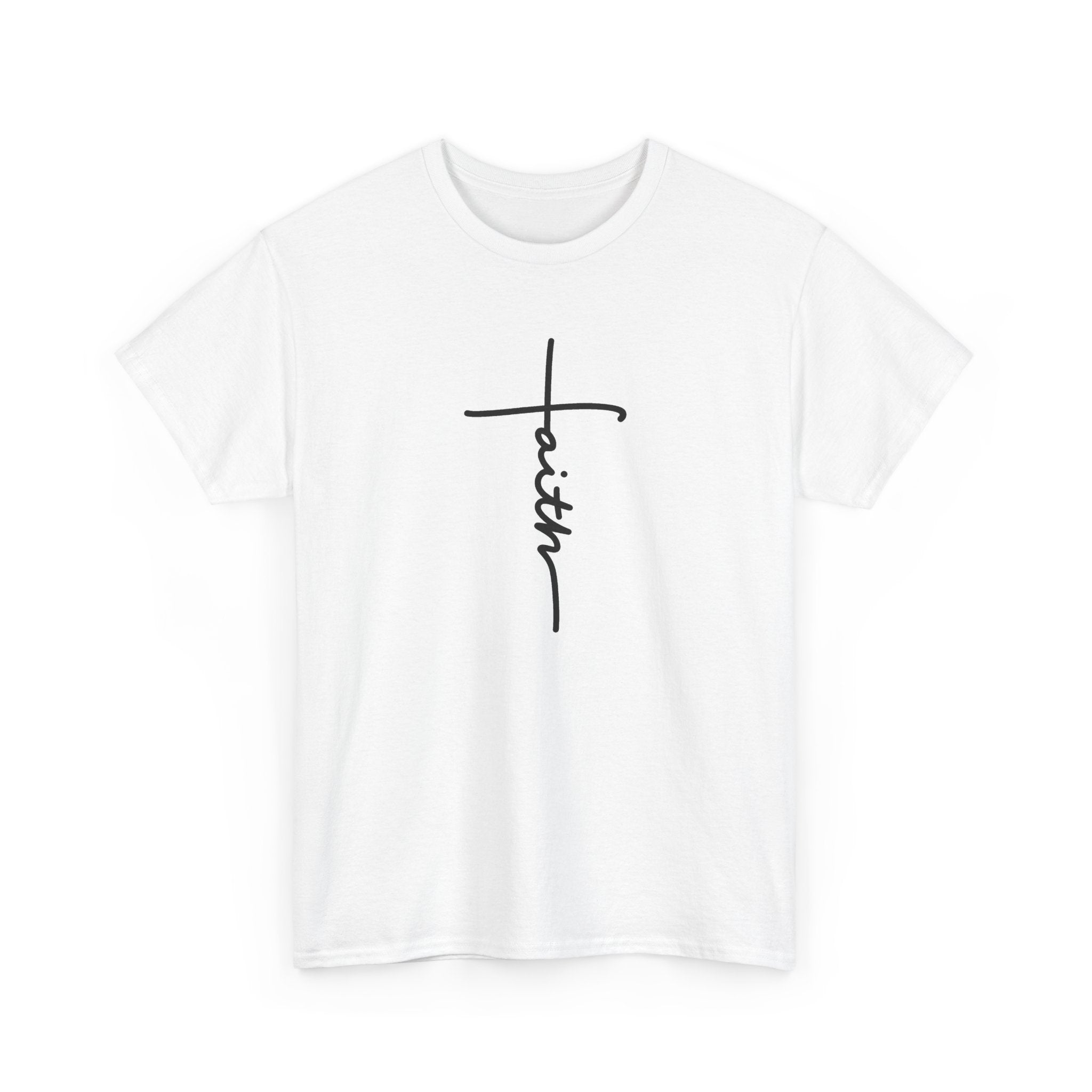 Faith Cross T‑Shirt — Minimal Script Christian Tee