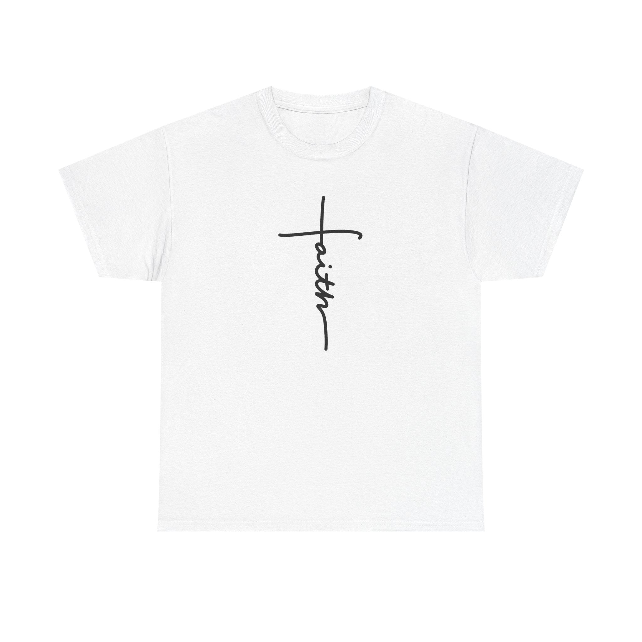 Faith Cross T‑Shirt — Minimal Script Christian Tee