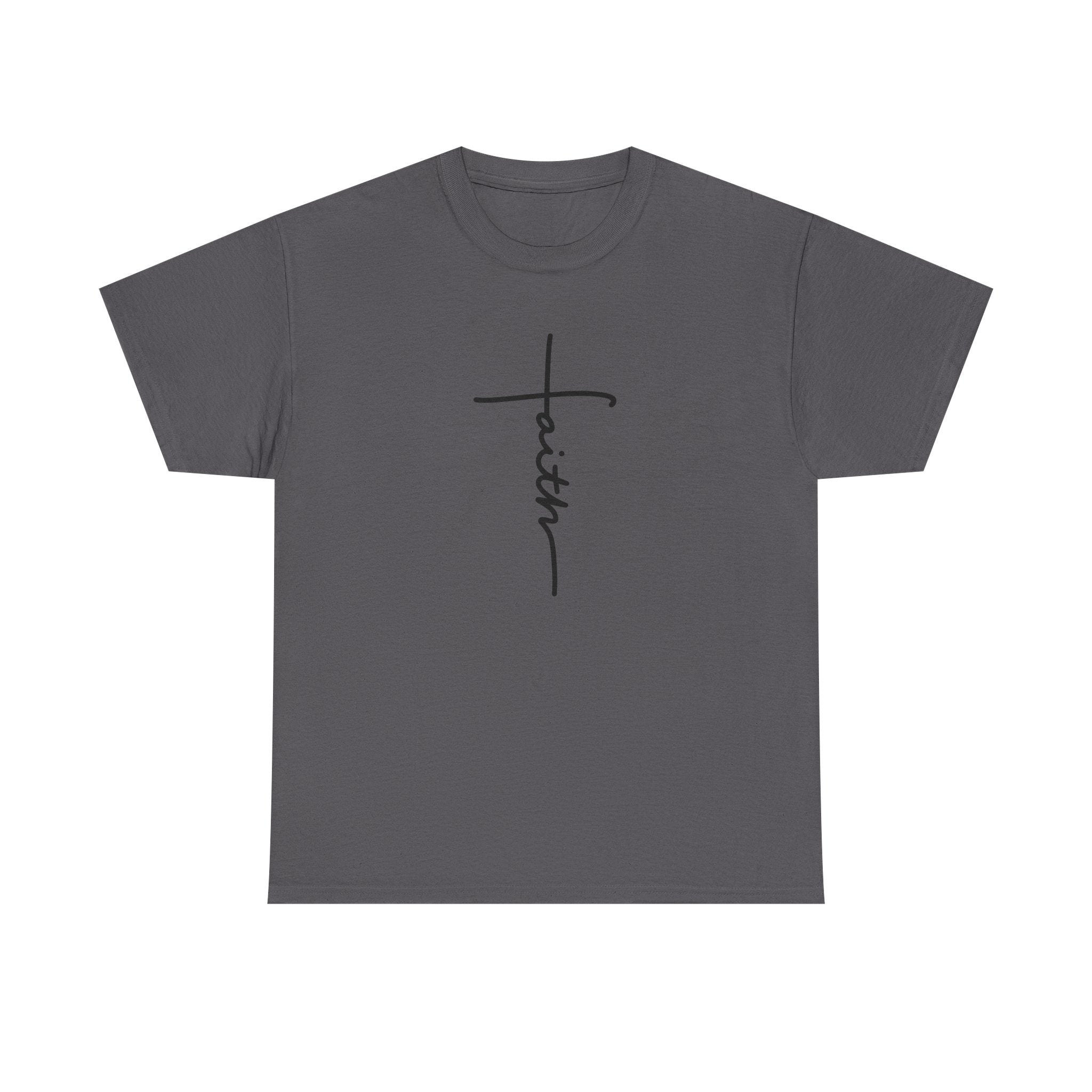 Faith Cross T‑Shirt — Minimal Script Christian Tee