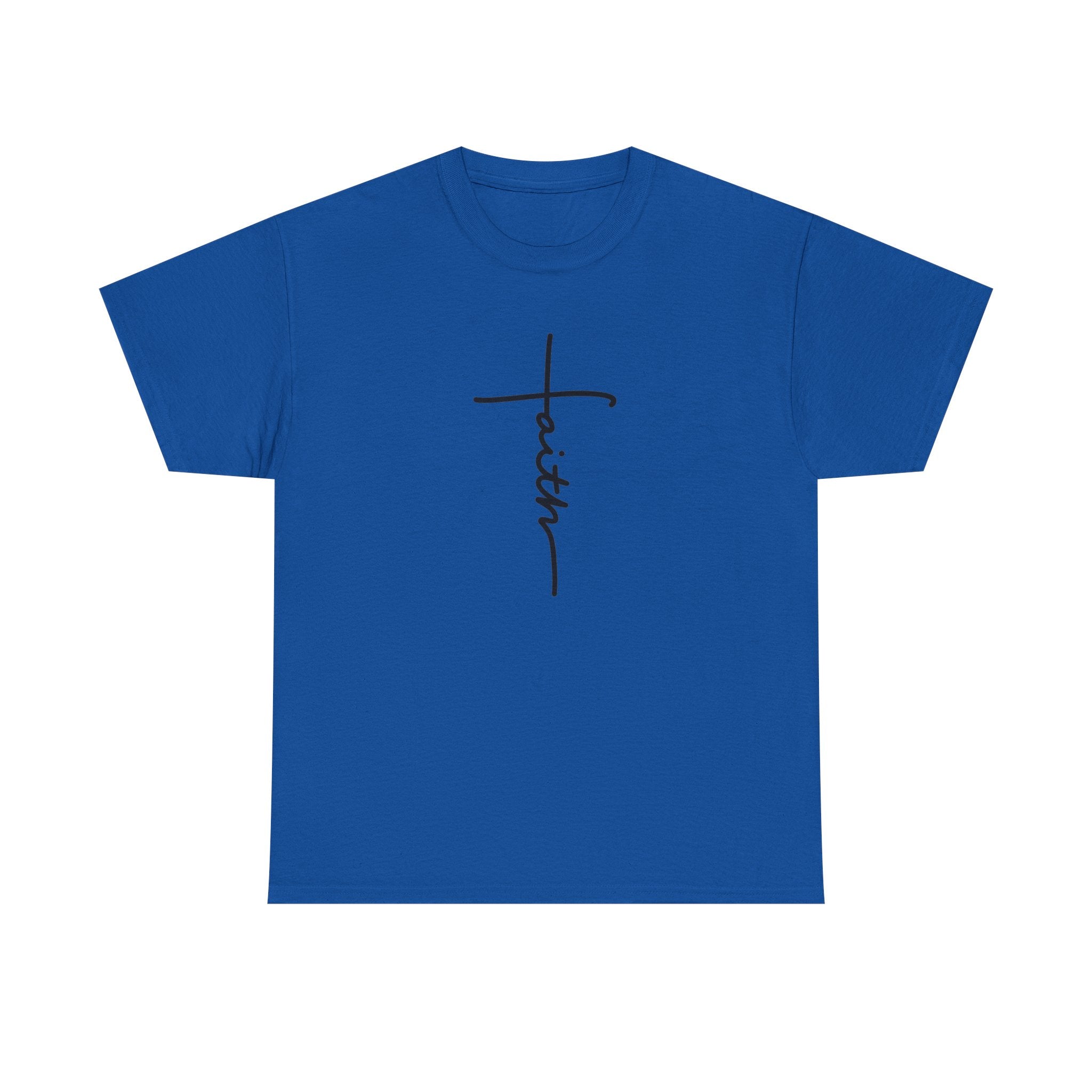 Faith Cross T‑Shirt — Minimal Script Christian Tee