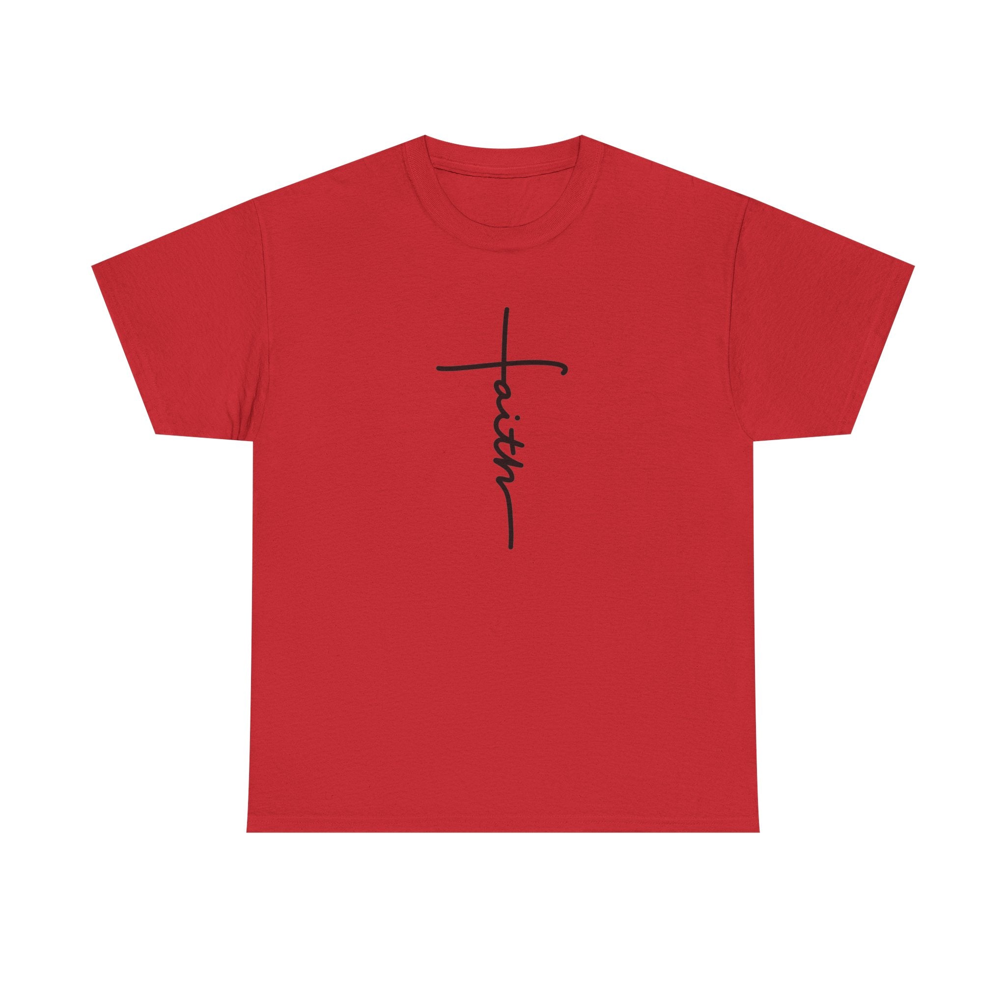 Faith Cross T‑Shirt — Minimal Script Christian Tee