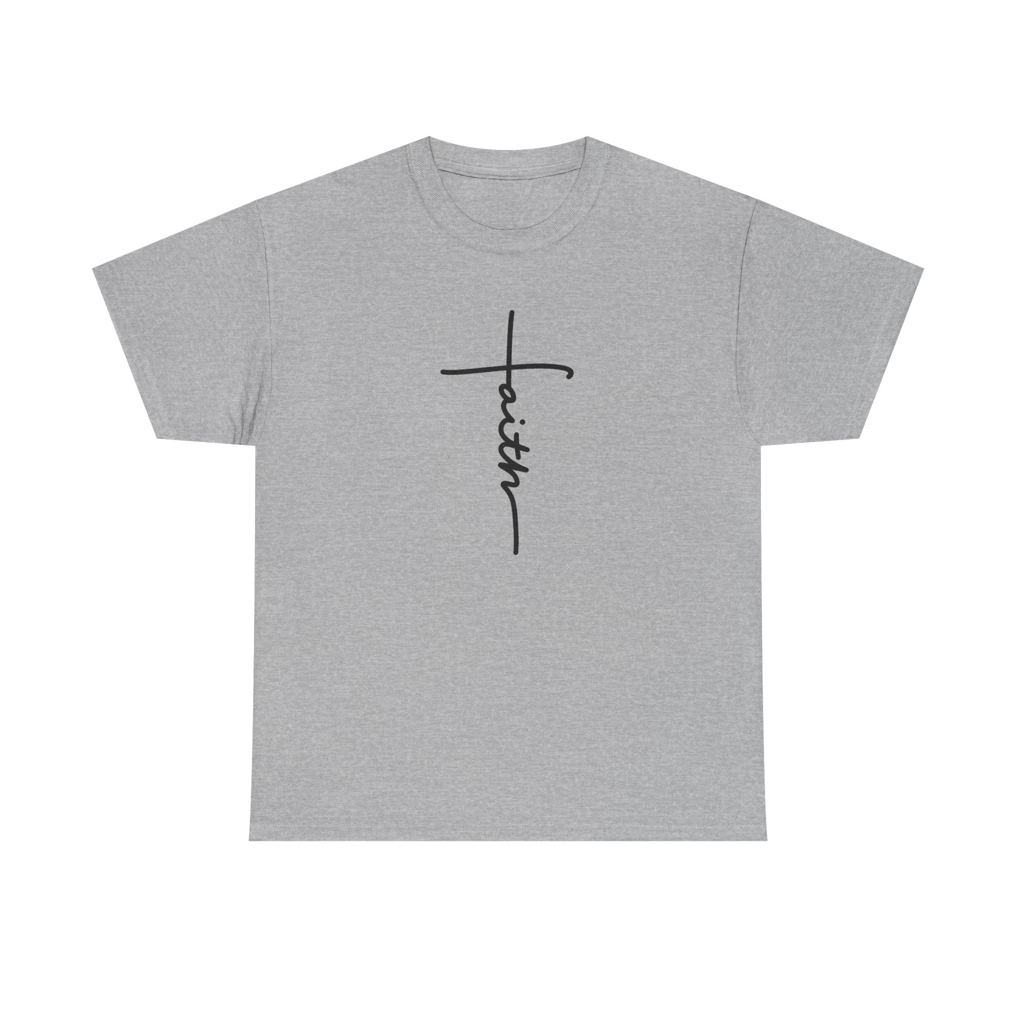 Faith Cross T‑Shirt — Minimal Script Christian Tee