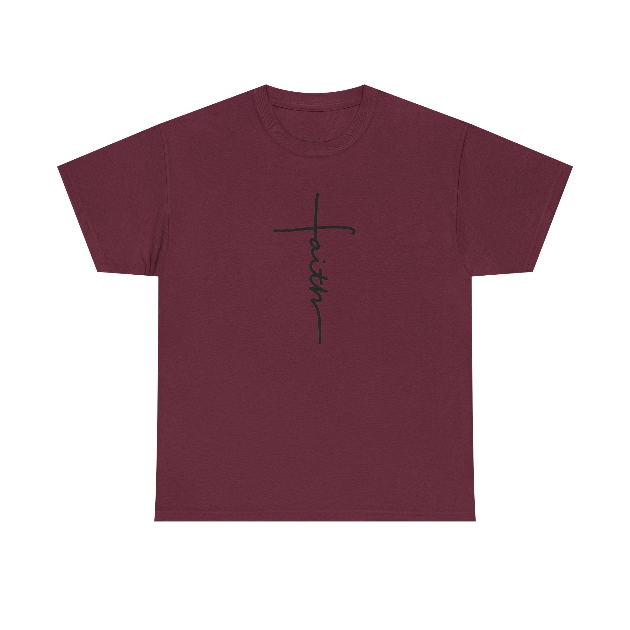 Faith Cross T‑Shirt — Minimal Script Christian Tee