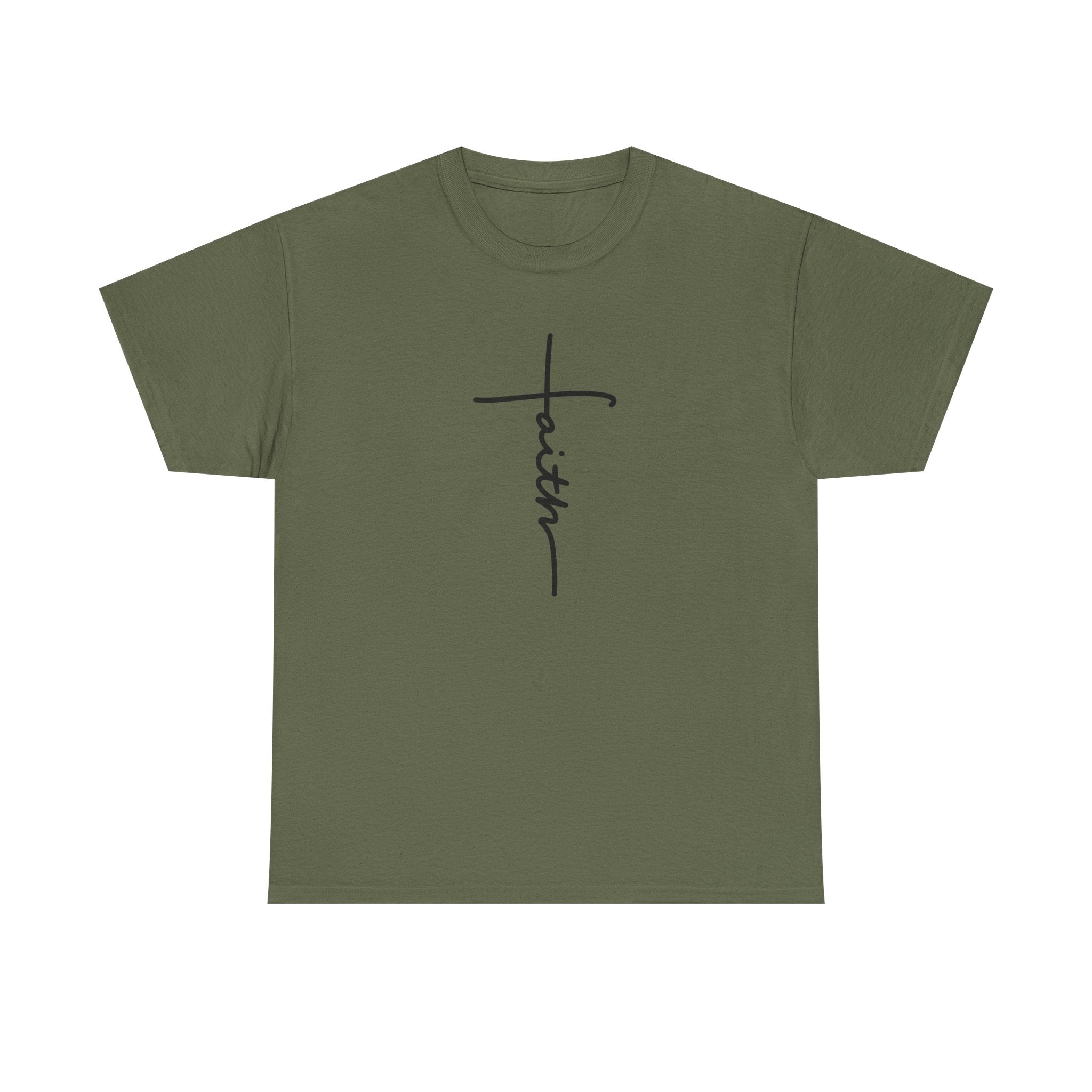 Faith Cross T‑Shirt — Minimal Script Christian Tee