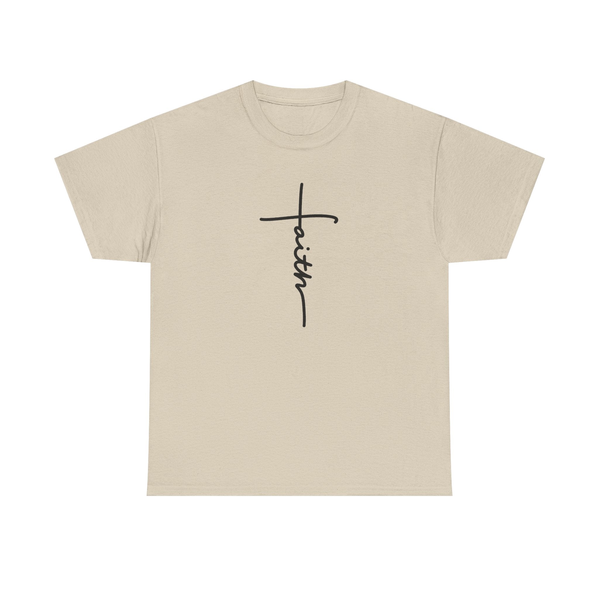 Faith Cross T‑Shirt — Minimal Script Christian Tee