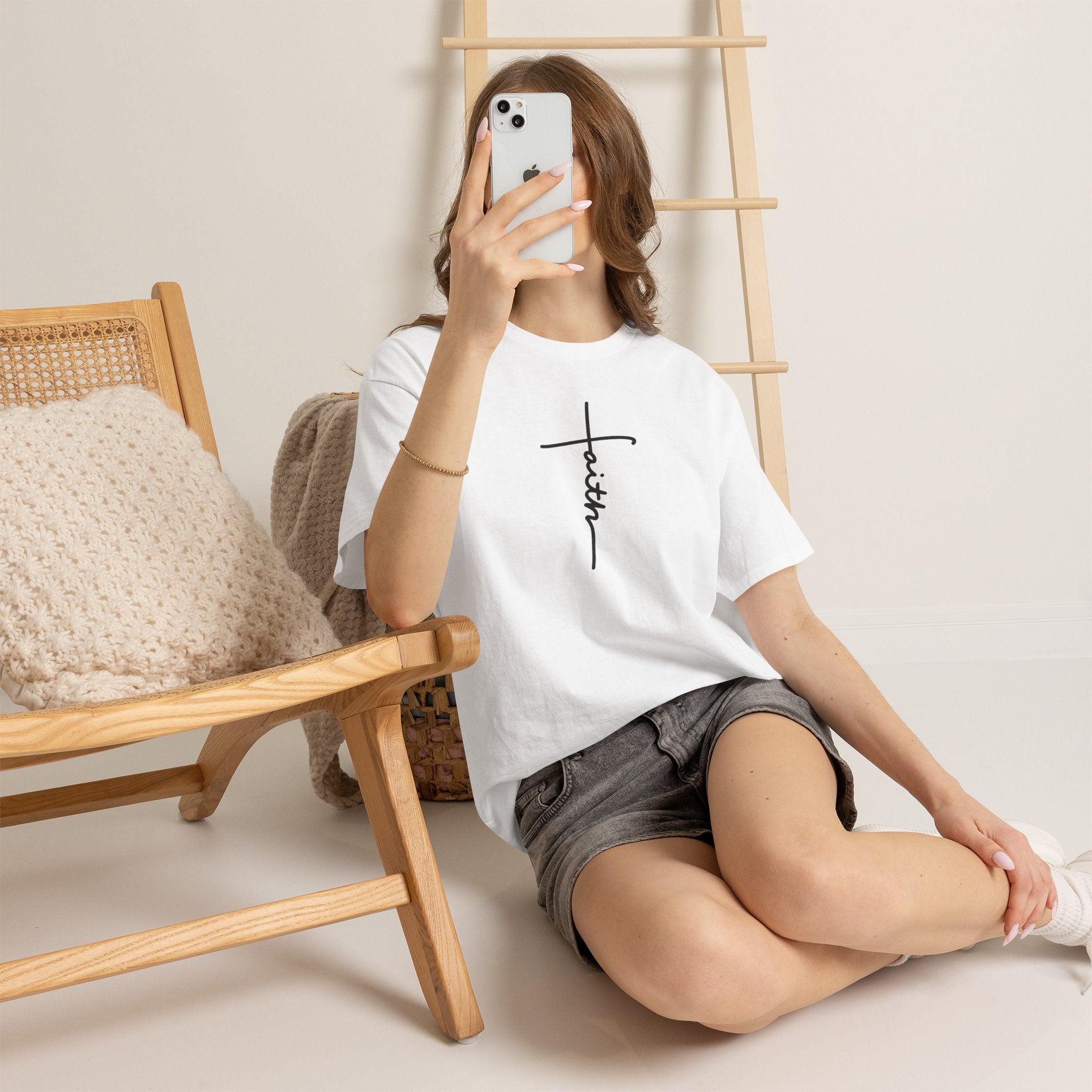 Faith Cross T‑Shirt — Minimal Script Christian Tee