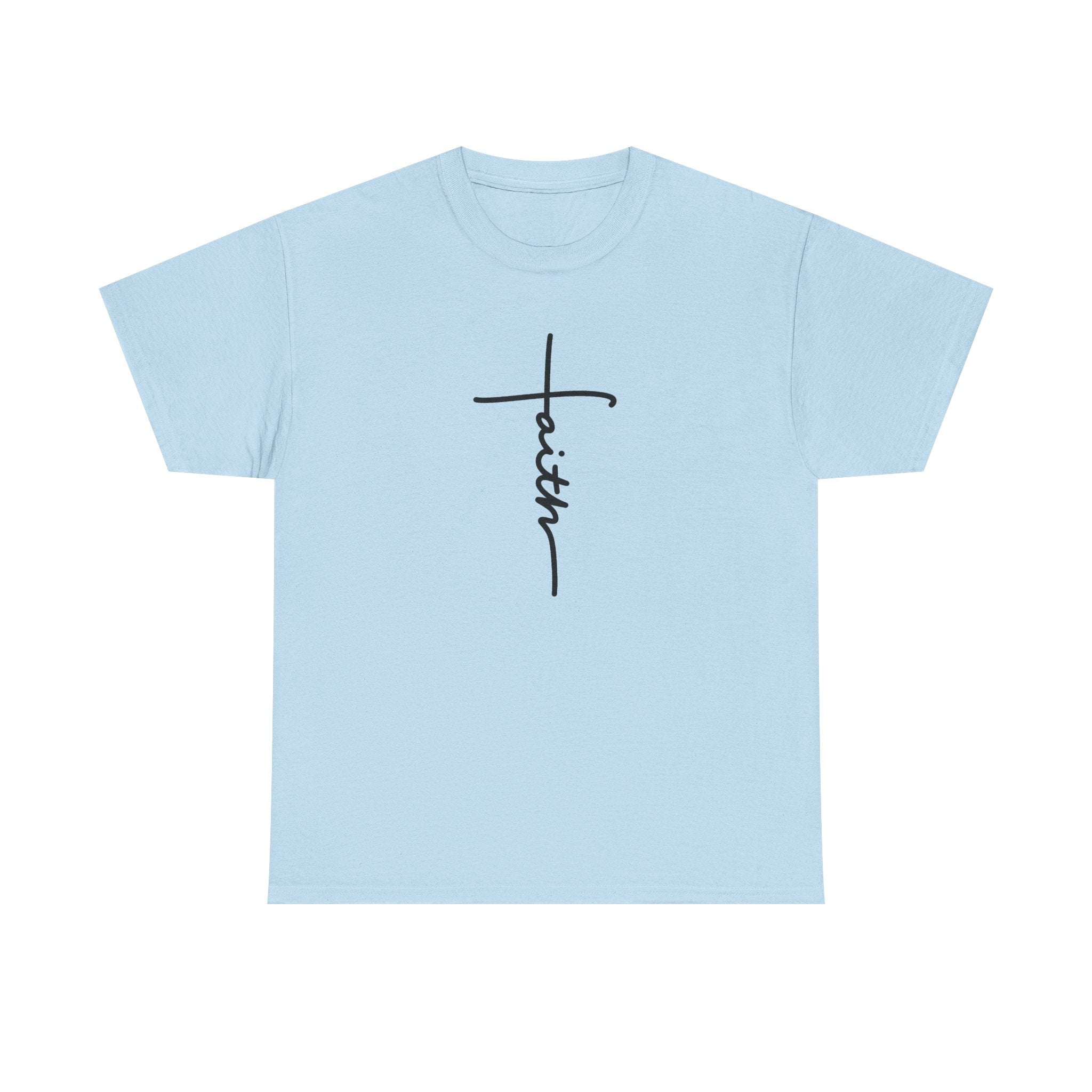 Faith Cross T‑Shirt — Minimal Script Christian Tee