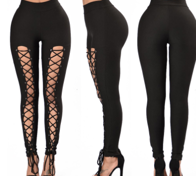 Hollow Lace Sexy Leggings with Bottoming Design